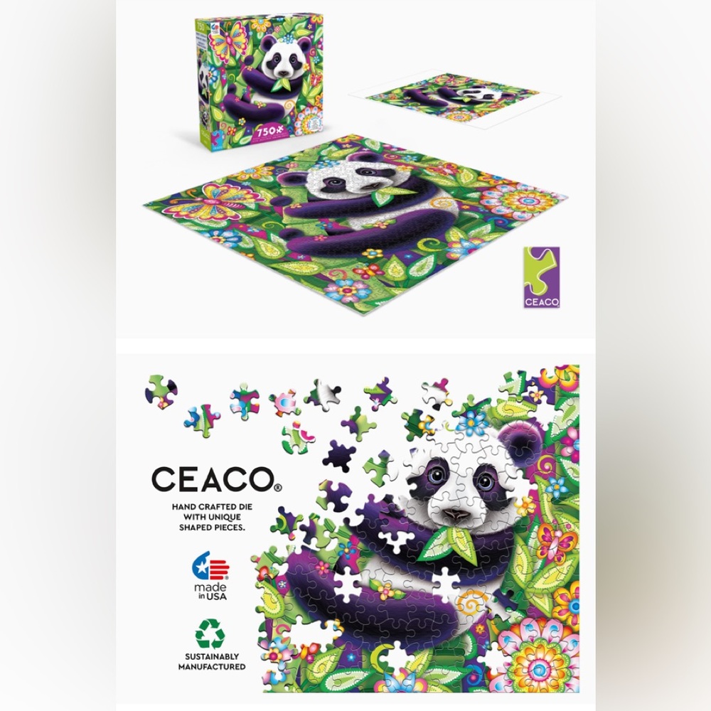 Ceaco - Groovy Animals - Panda - 750 Piece Jigsaw Puzzle MSRP $20 (21” x21) NEW - Picture 4 of 4